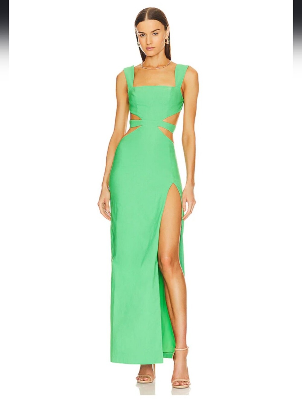 Michael Costello Neon Green Cutout Maxi Dress